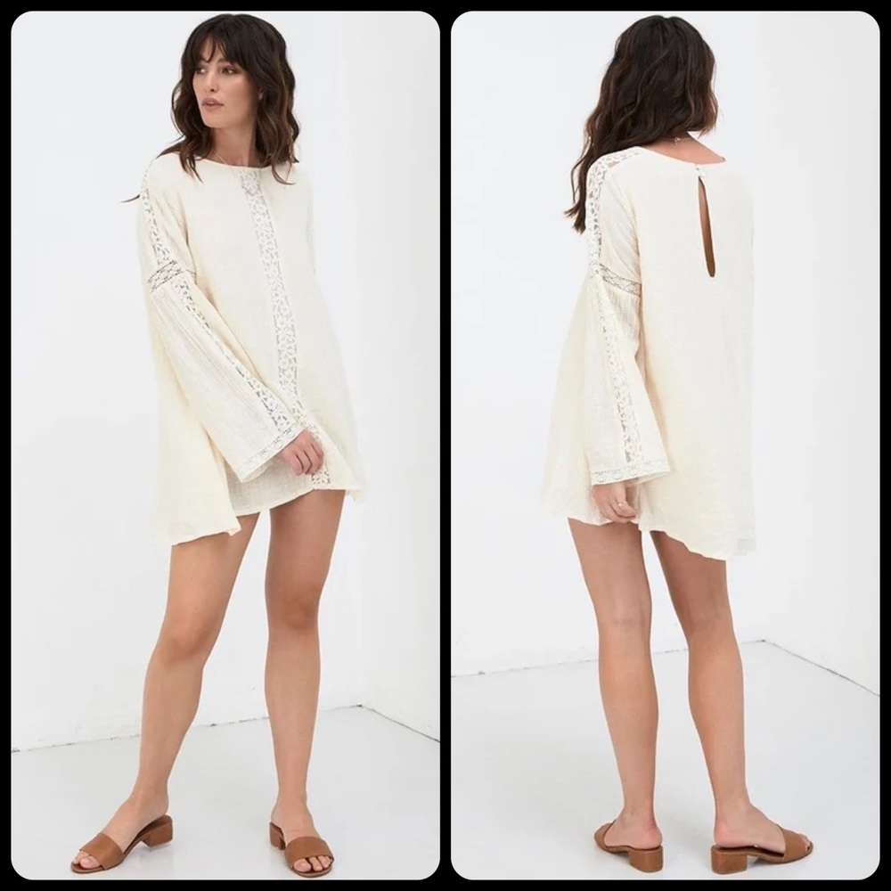 NWT Spell & The Gypsy Collective Cream Doe Eyed Mini Dress